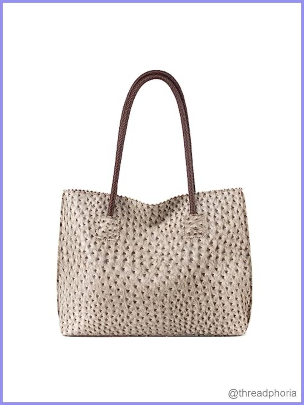 Large Vegan Leather Tote Bag with Zipper Shoulder Purse Ostrich Texture